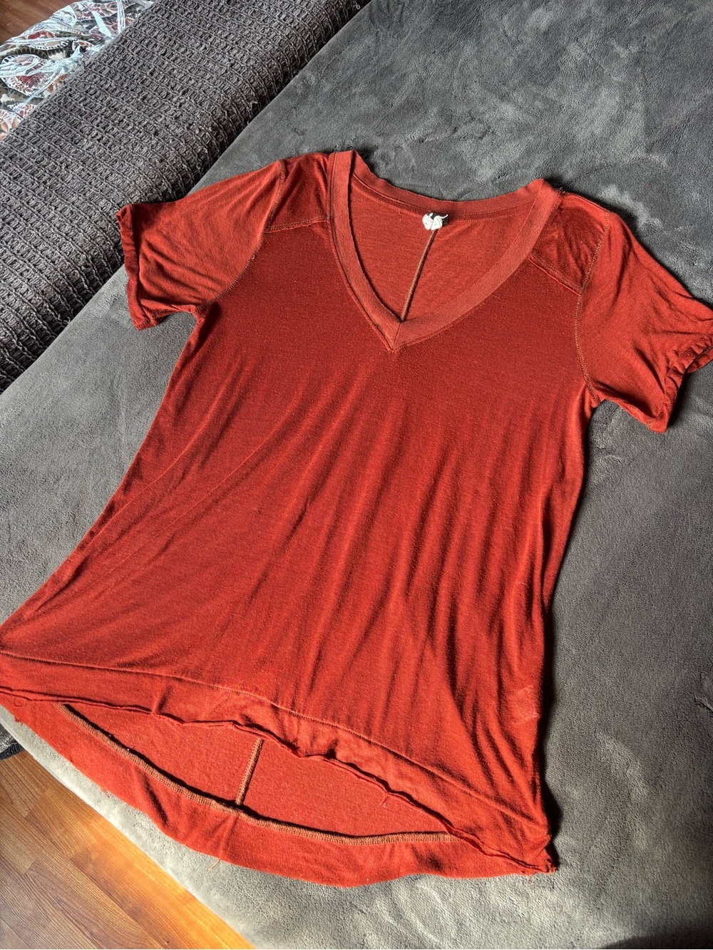 Free People Women’s Burnt Red Short Sleeve Top, Size Small